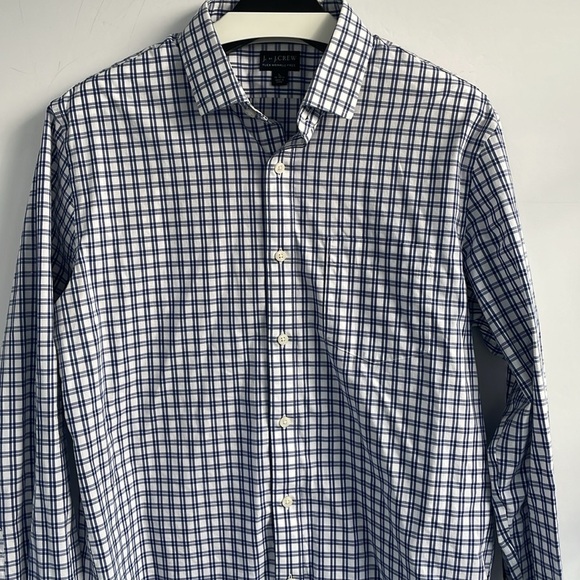 J. Crew Flex Thompson Flex Wrinkle Free Blue and White Shirt Large - Picture 12 of 17